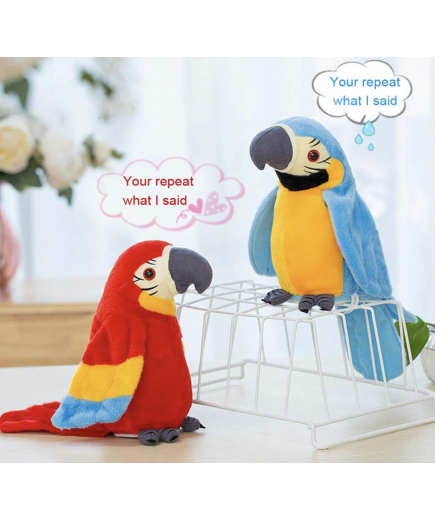 Talking Plush Parrot Scarlet Macaw Interactive Toy